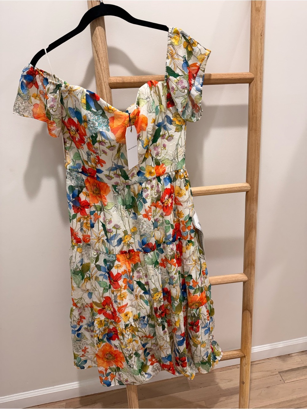 Dress the Population River Off-the-Shoulder Floral Midi Dress NWT Size Medium
